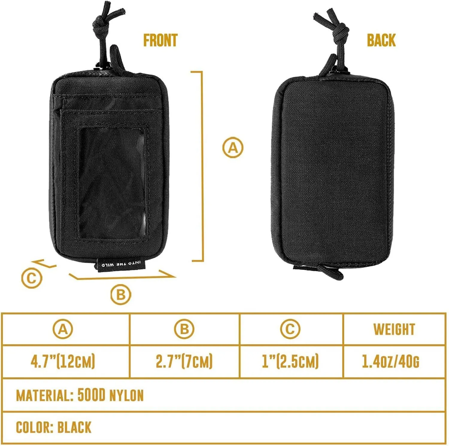 OneTigris Tactical Front Pocket Wallet with Zippers Coin Purse Minimalist Wallet for Men