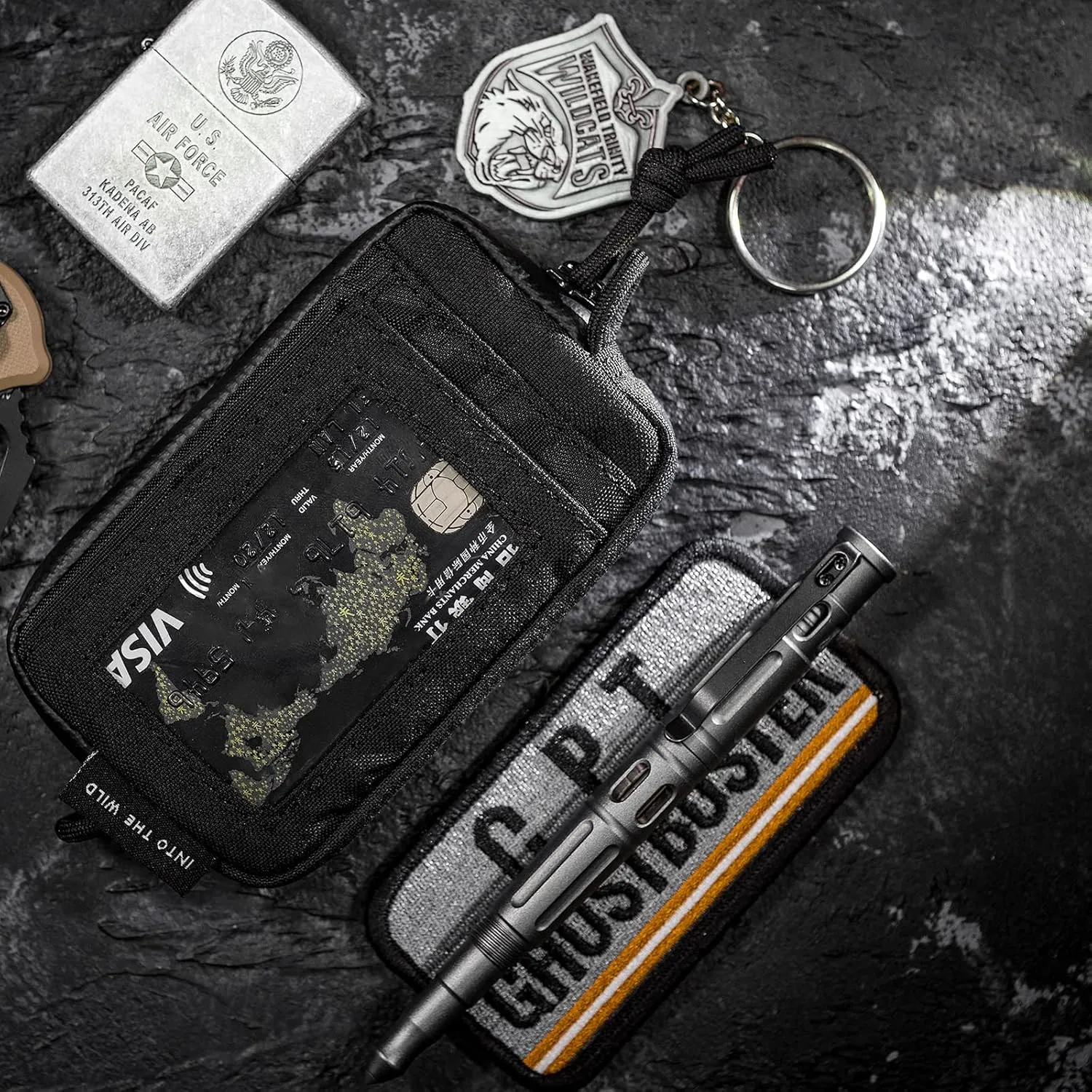 OneTigris Tactical Front Pocket Wallet with Zippers Coin Purse Minimalist Wallet for Men