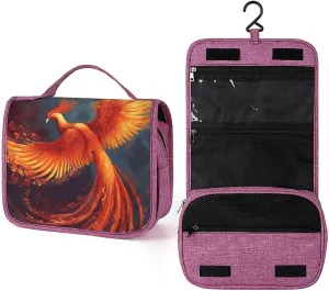 Orange Red Phoenix Travel Toiletry Bag for Women,Hanging Toiletry Organizer with Hook, Makeup Bag Travel Organizer for Shampoo,Toiletriesl