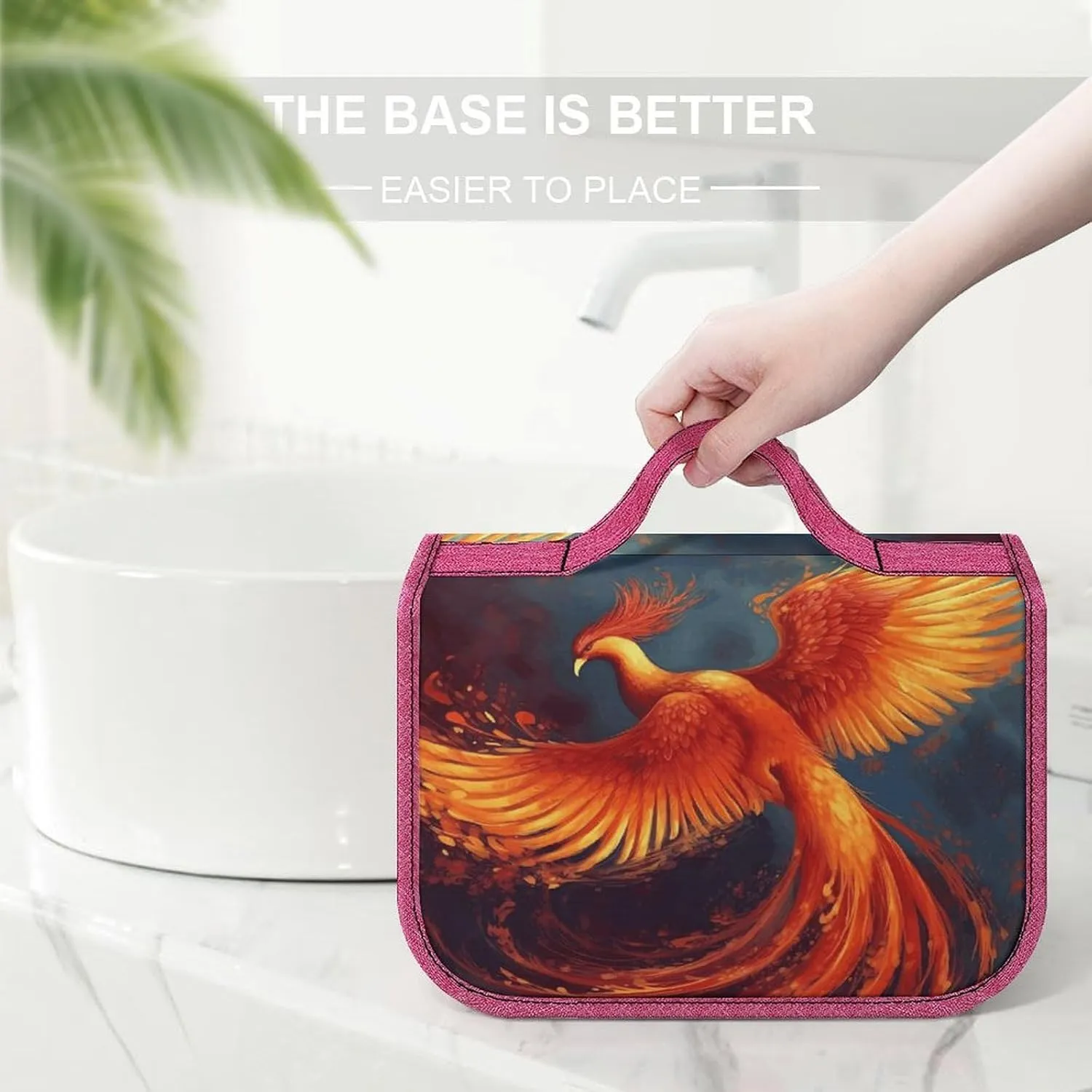 Orange Red Phoenix Travel Toiletry Bag for Women,Hanging Toiletry Organizer with Hook, Makeup Bag Travel Organizer for Shampoo,Toiletriesl