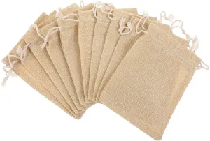 ORFOFE 10pcs Present Drawstring Bag Storage Tote for Jewelry Snacks Small Items Lightweight Linen Design