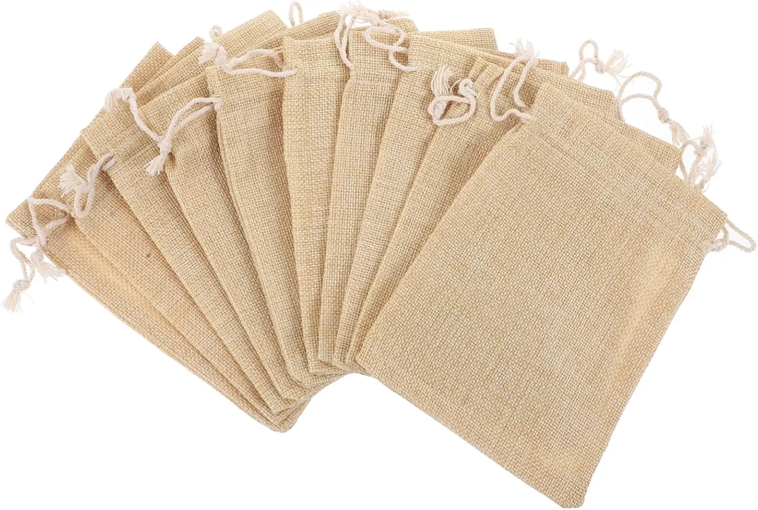ORFOFE 10pcs Present Drawstring Bag Storage Tote for Jewelry Snacks Small Items Lightweight Linen Design