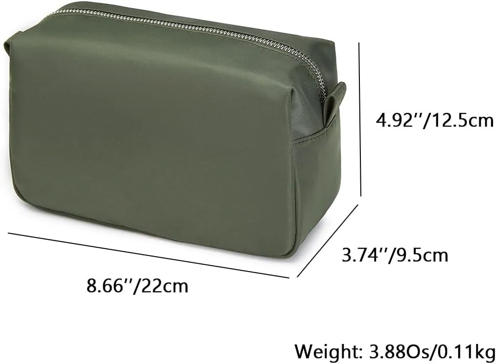 Organizer Bag Lightweight Cosmetic Bag with Ring Clasp Perfect Travel Makeup Bag for Women nylon Stand Up Design (Army Green/Nylon)