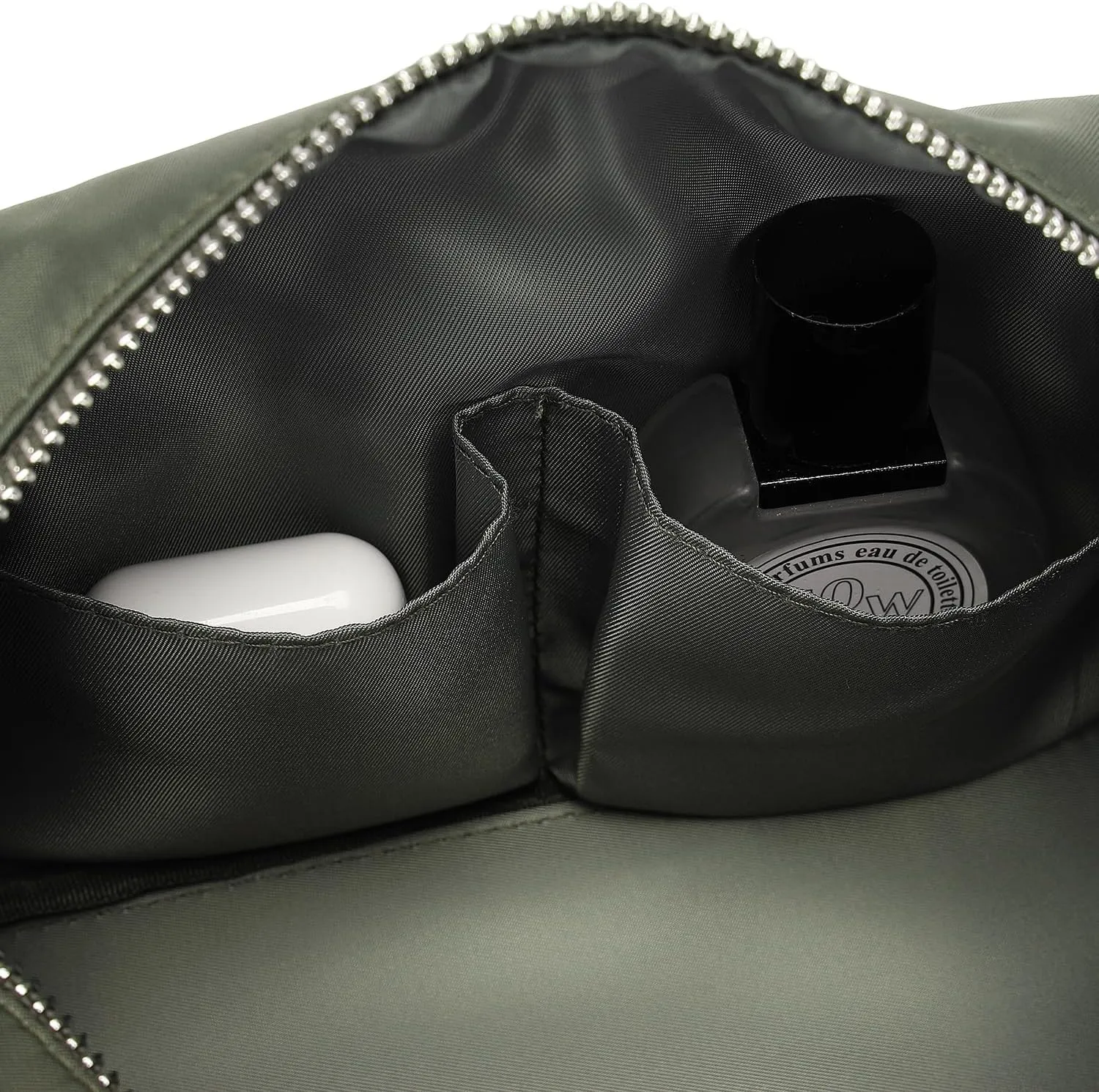 Organizer Bag Lightweight Cosmetic Bag with Ring Clasp Perfect Travel Makeup Bag for Women nylon Stand Up Design (Army Green/Nylon)