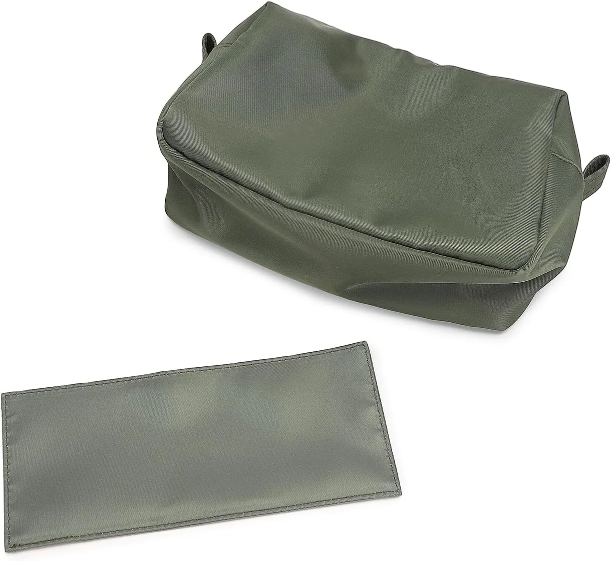 Organizer Bag Lightweight Cosmetic Bag with Ring Clasp Perfect Travel Makeup Bag for Women nylon Stand Up Design (Army Green/Nylon)