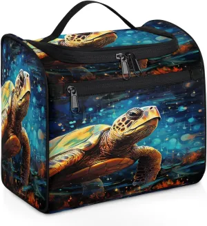 OSAM SPACE Turtle Hanging Toiletry Bag for Women Men, Ocean Animal Large Capacity Travel Cosmetic Bag Makeup Organizer for Shampoo Bathroom Shower