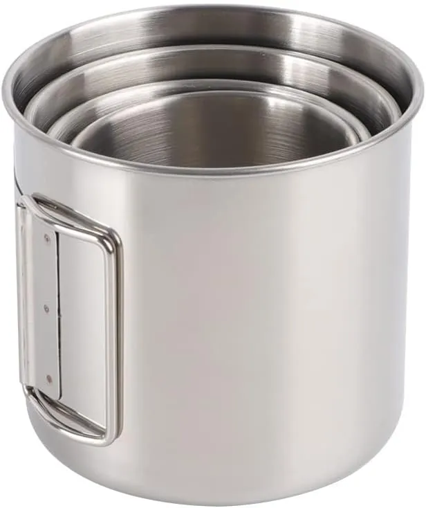 Outdoor 304 Stainless Steel Folding Cup Camping Water Cup Mountaineering Portable Mug Set