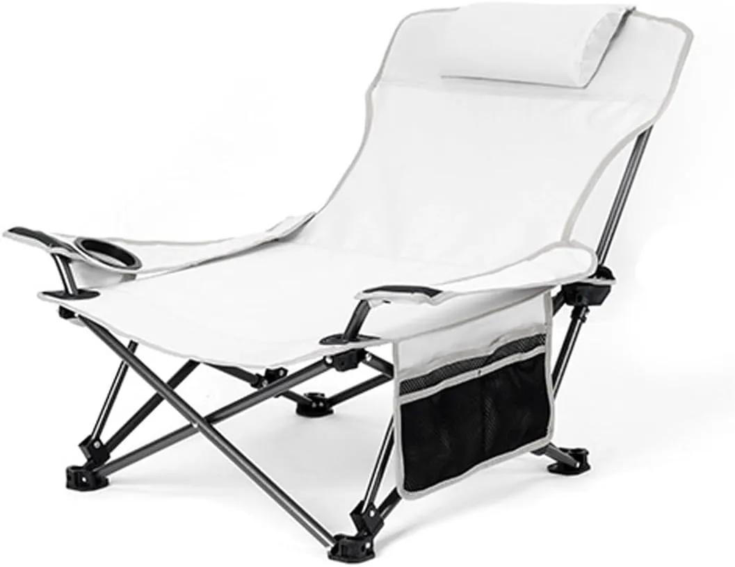 Outdoor Camping Chair, Beach Chair, Portable Chair, Office nap Chair, Folding Small Lunch Break Recliner(White)