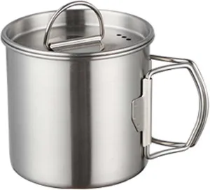Outdoor camping stainless steel cup camping tableware water cup mountaineering folding cup(350ml lid)