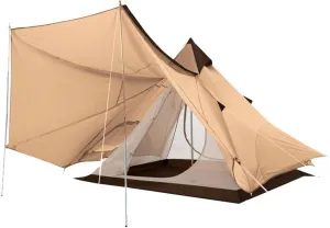 Outdoor Camping Tent Family-Style Thickened Double-Layer Sunscreen and Rainproof Spire Four-Corner Tent Double Foyer Pole Design Spacious and Large Space