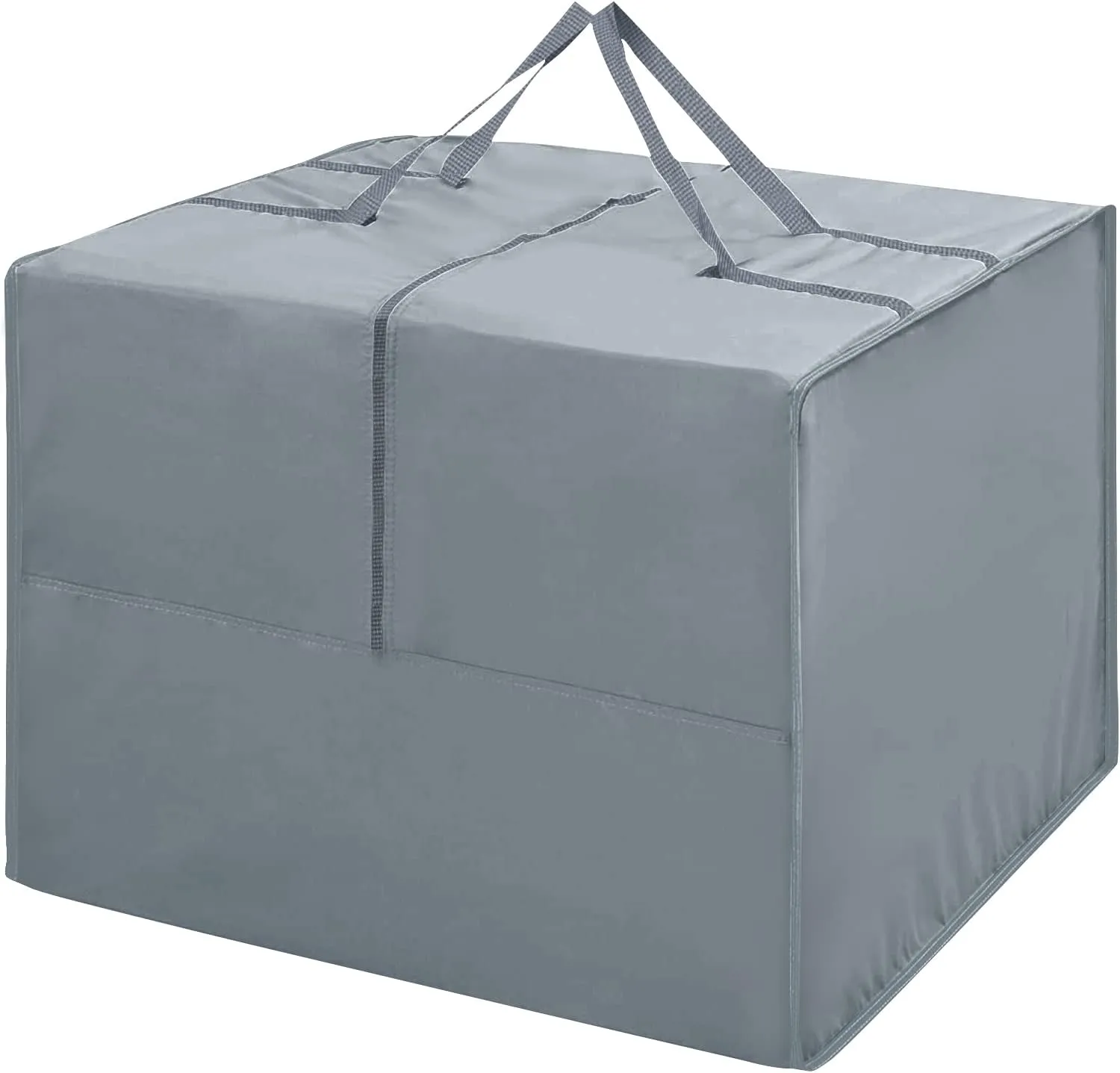 Outdoor Cushion Storage Bag Square Cushion Storage Bags Water Resistant All Weather Protection with Zipper and Handle Garden Furniture Cushion Carrying Bags-81x81x61cm/32"L x 32" W x 24" H (Grey)