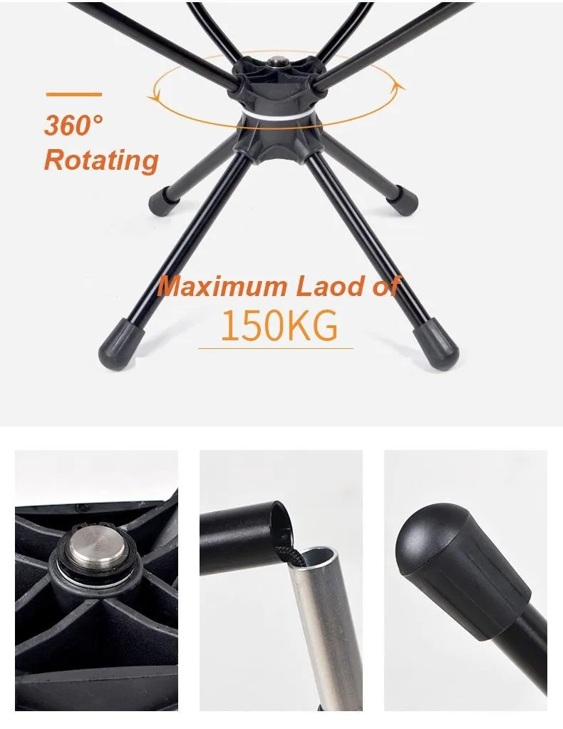 Outdoor Hiking Camping Beach Portable Folding Swivel Chair   Carry Bag Black