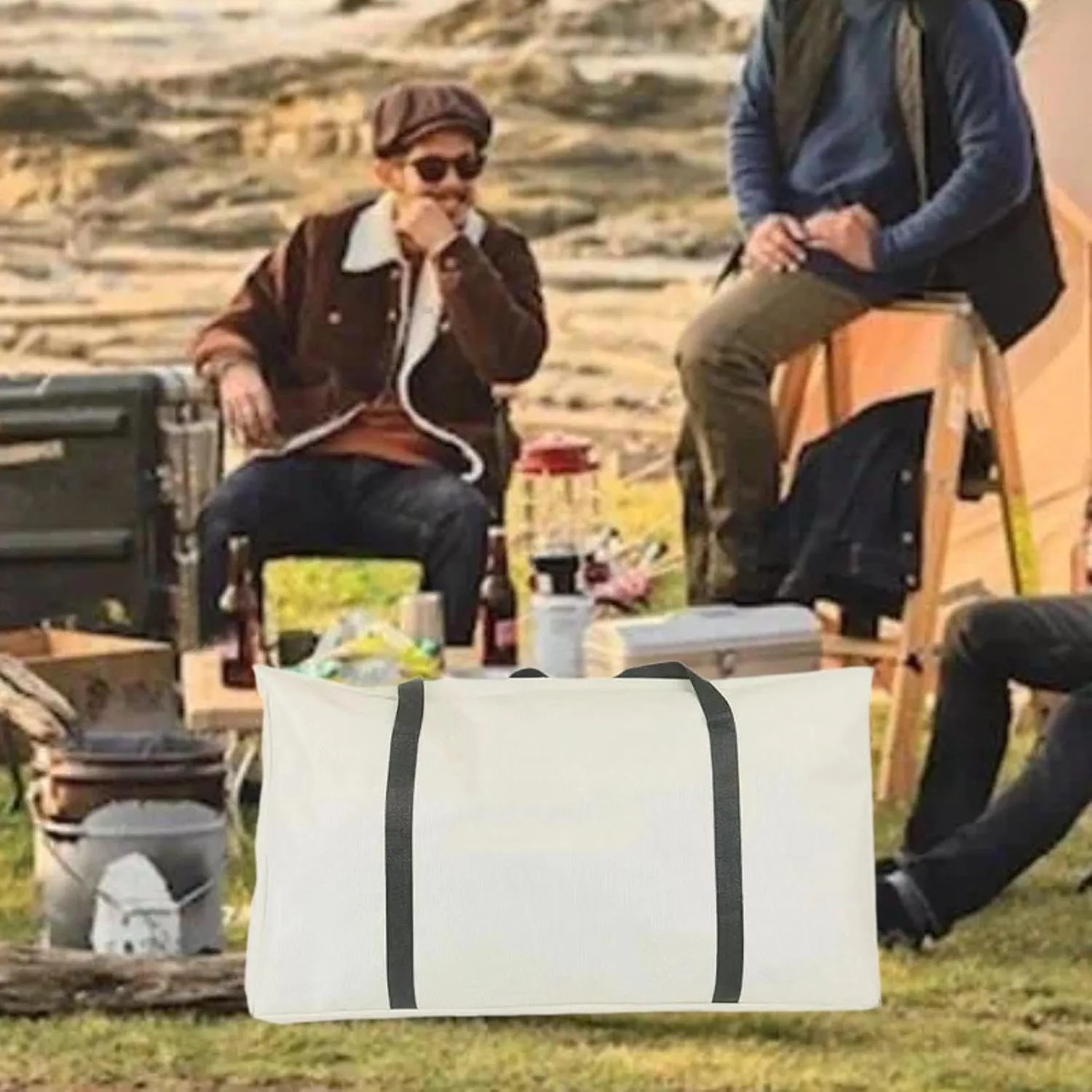 Outdoor Travel Duffel Bag Folding Table Chair Handbag Storage with Zipper Picnics Equipment Organizer for Garden BBQ Backyard, M