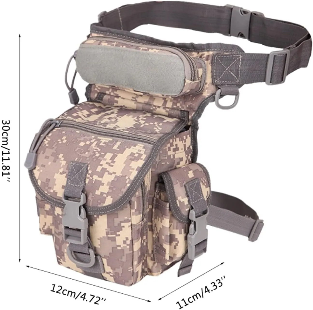 Oxford Cloth Army Camouflage Style Pinpointing Metal Detector Find Bag Messenger Journalist Photography Sport Leg Bag Utility Manager(Black)