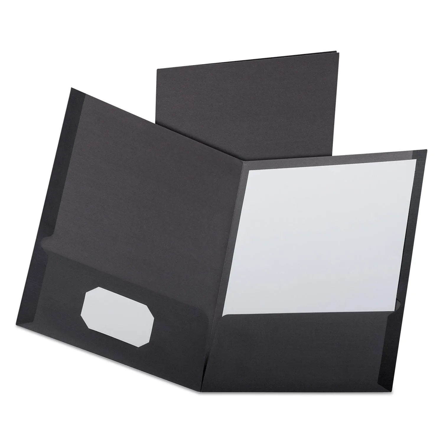 Oxford™ Linen Finish Twin Pocket Folders, 100-Sheet Capacity, 11 X 8.5, Black, 25/box