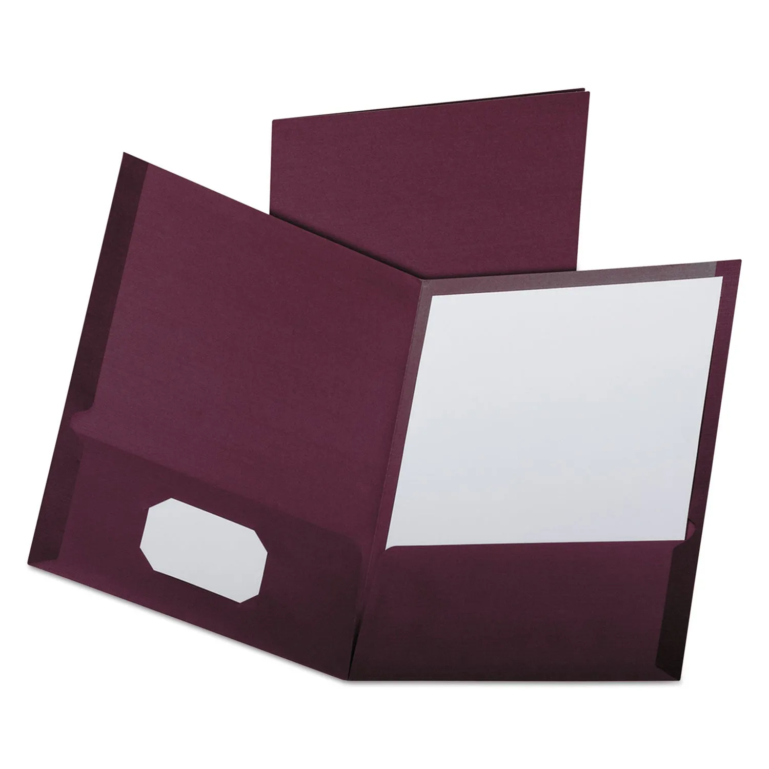 Oxford™ Linen Finish Twin Pocket Folders, 100-Sheet Capacity, 11 X 8.5, Burgundy, 25/box