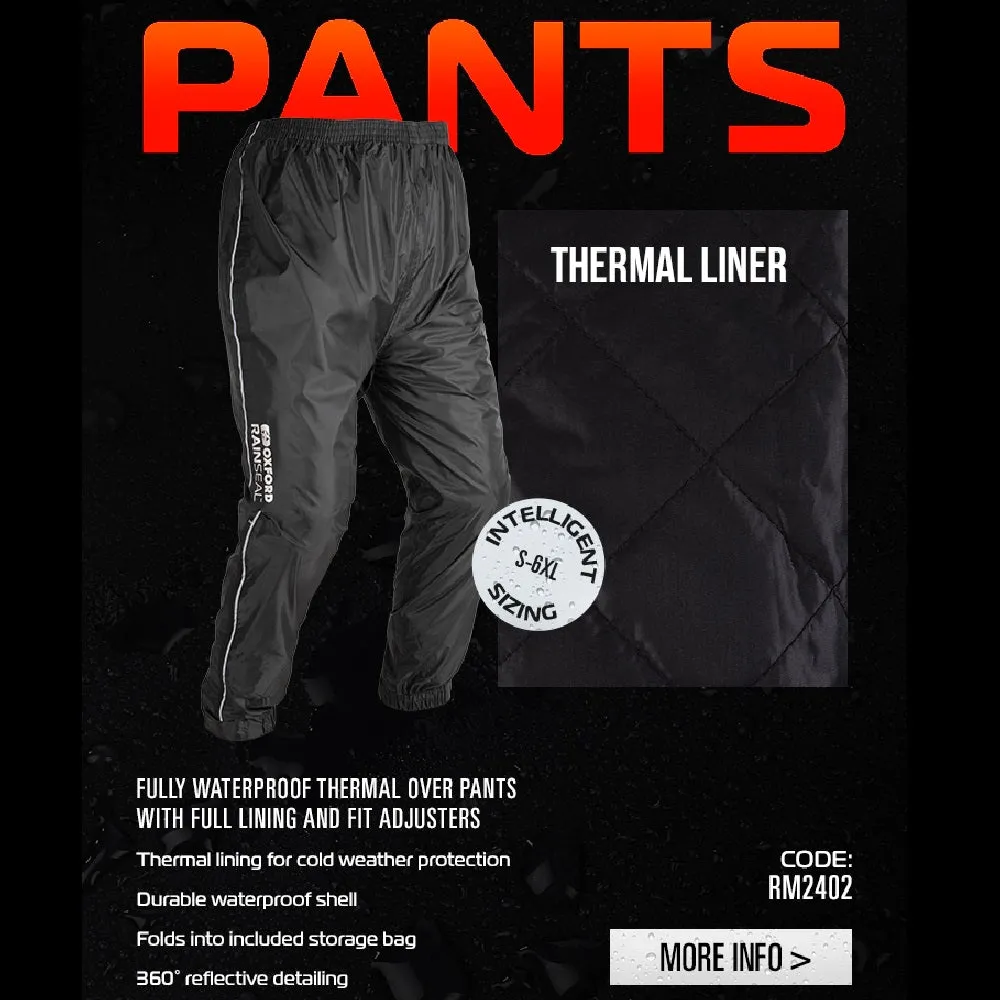 Oxford Rainseal Thermal Motorcycle Over Pants Waterproof Motorbike Trouser Black