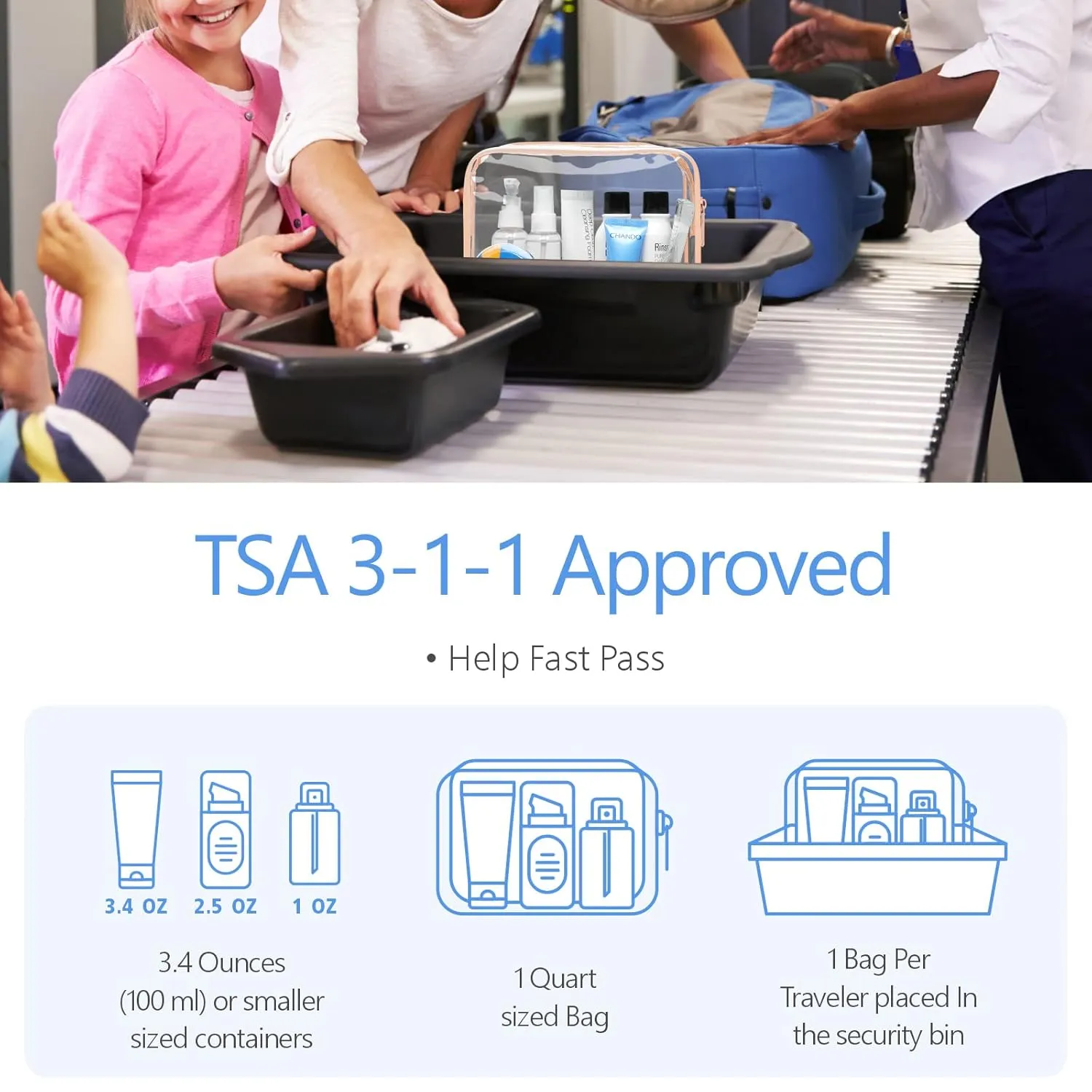 PACKISM TSA Approved Toiletry Bag - 3 Pack Upgrade Color-Edged Clear Makeup Bag, Clear Toiletry Bag For Traveling Fits Various Storage Needs, Pink
