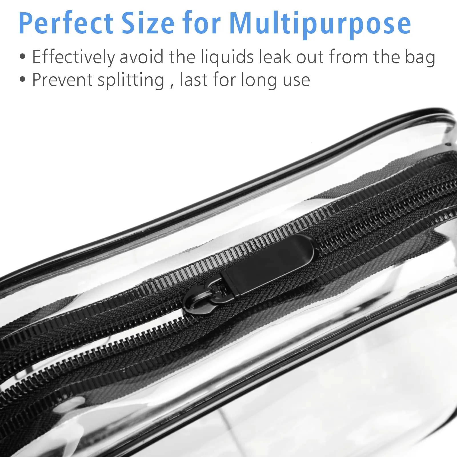 PACKISM TSA Approved Toiletry Bag - Clear Makeup Bags in 2 Size, Durable with Supporting Frame, Perfect for Travel Essentials, Carry-on Airport Airline Compliant Bag, Black