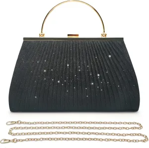 Pahajim Sparkly Evening Bag Bling Clutch Purses for Women, Small Glitter Sequin Handbag Fancy Dressy Purse with Strap