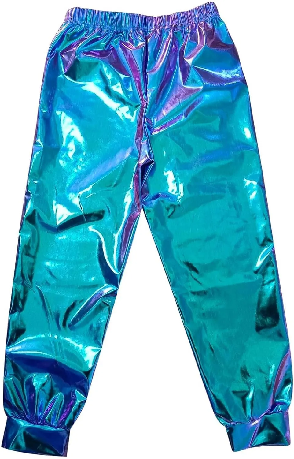 Pants for Women Shiny Metallic Summer Loose Slacks Trendy Hip Hop Dance Elastic High Waist Casual Ankle Trousers