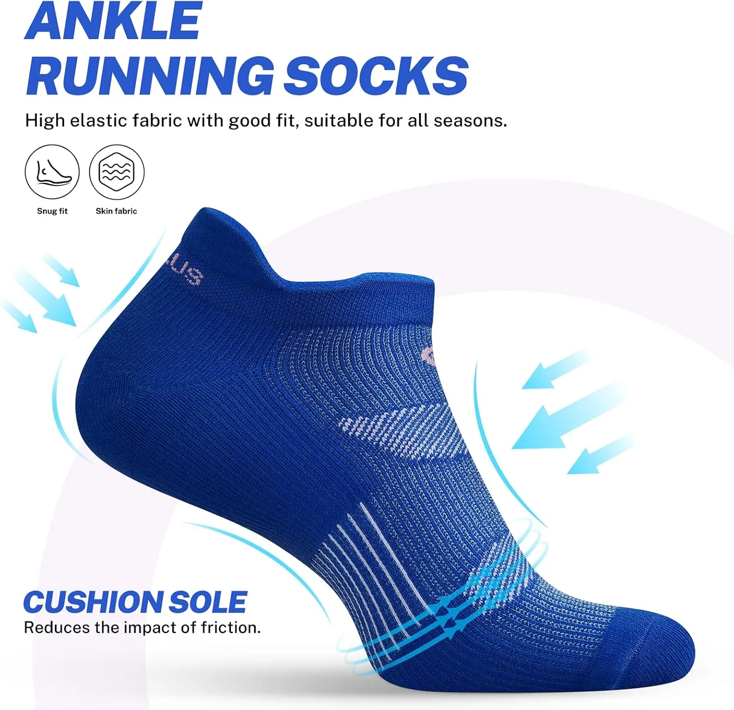 PAPLUS Running Ankle Socks Men Women 6 Pairs, Athletic Cushioned Low Cut Tab Sports Socks with Arch Support