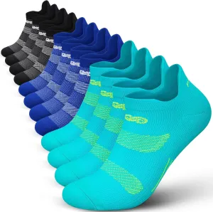 PAPLUS Running Ankle Socks Men Women 6 Pairs, Athletic Cushioned Low Cut Tab Sports Socks with Arch Support