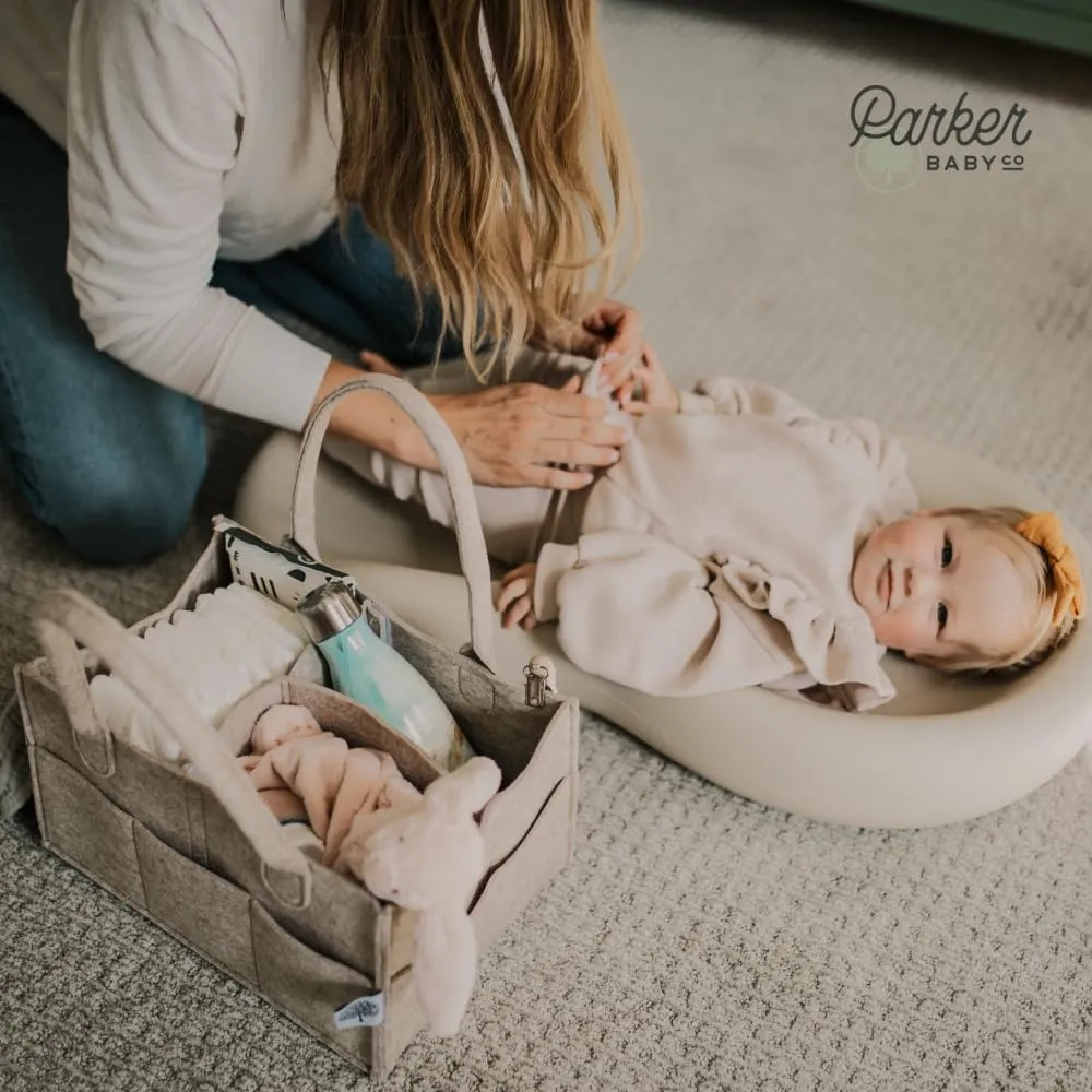 Parker Baby Co. Diaper Caddy - Nursery Storage Bin and Car Organizer for Diapers and Baby Wipes - Oatmeal, Large