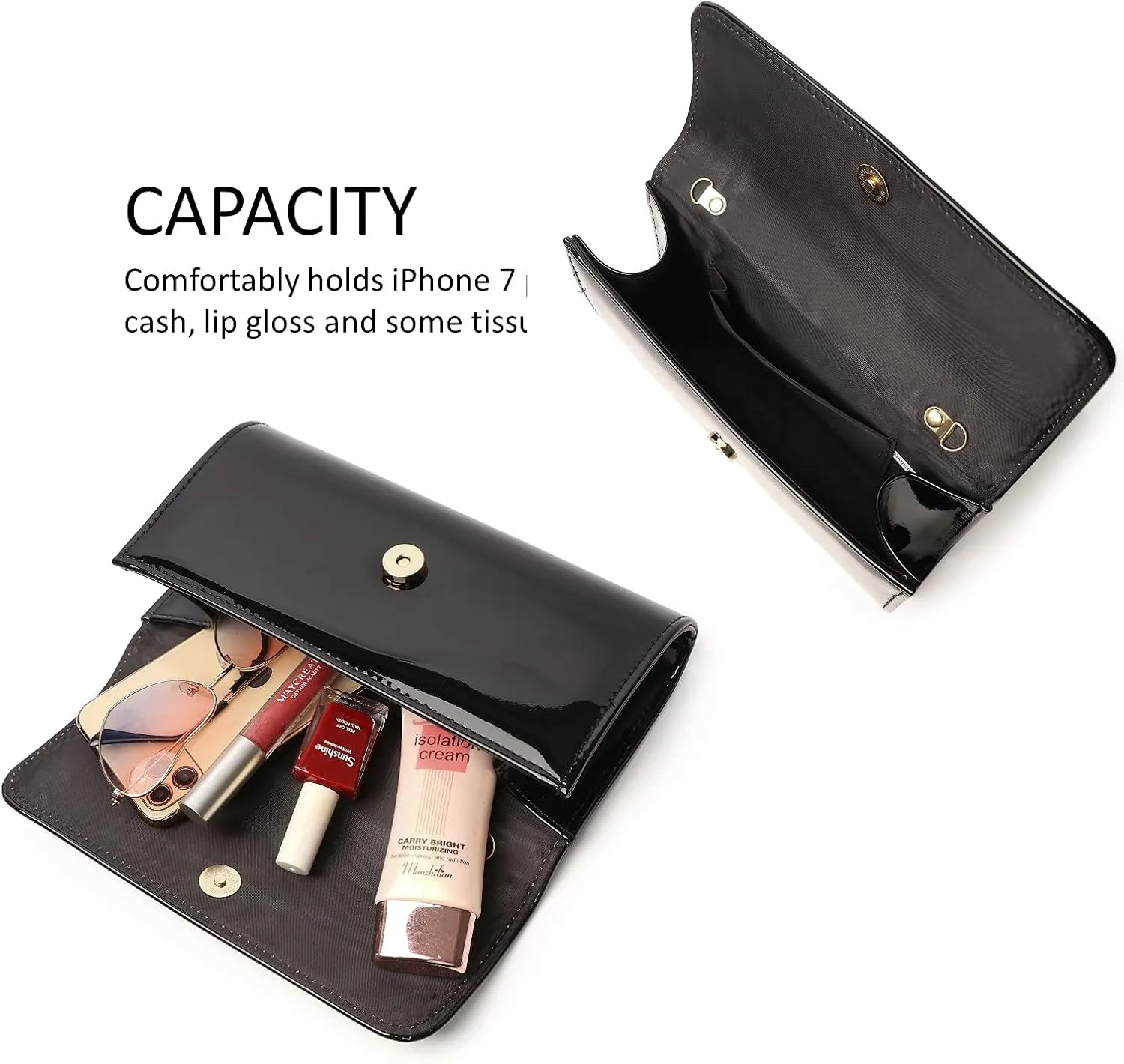 Patent Leather Envelope Clutch Womens Evening Handbag Stylish Shoulder Bag Purse for Christmas Wedding Party Prom