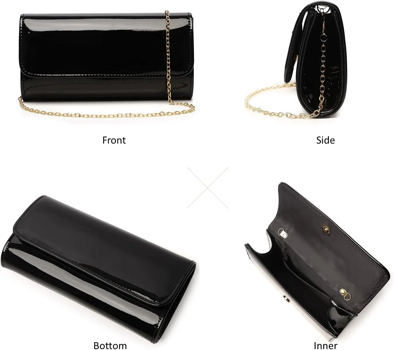 Patent Leather Envelope Clutch Womens Evening Handbag Stylish Shoulder Bag Purse for Christmas Wedding Party Prom