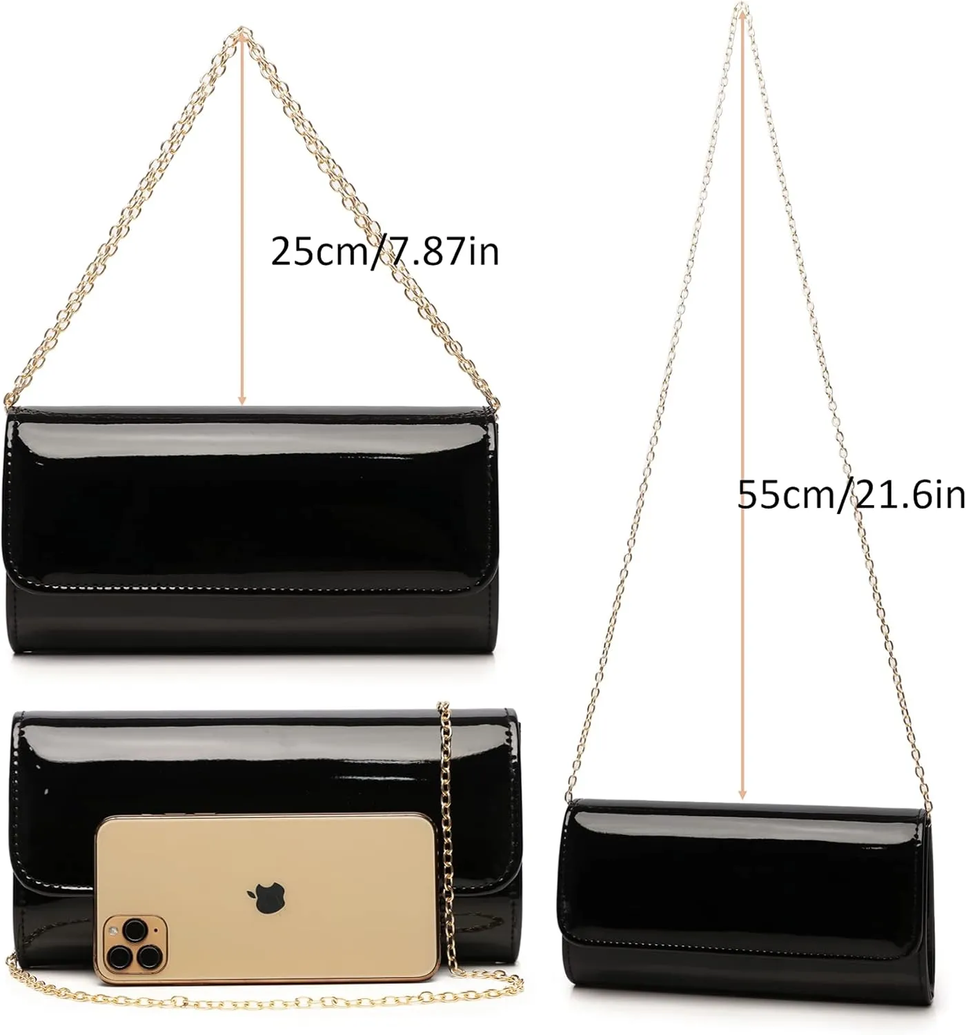 Patent Leather Envelope Clutch Womens Evening Handbag Stylish Shoulder Bag Purse for Christmas Wedding Party Prom