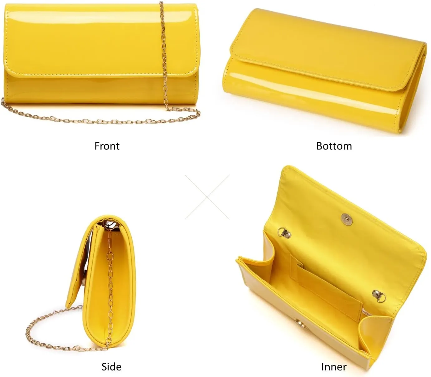 Patent Leather Envelope Clutch Womens Evening Handbag Stylish Shoulder Bag Purse for Christmas Wedding Party Prom