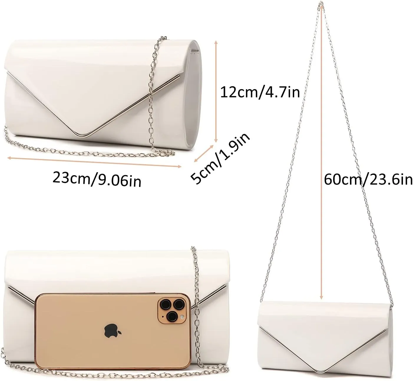 Patent Leather Envelope Clutch Womens Evening Handbag Stylish Shoulder Bag Purse for Christmas Wedding Party Prom
