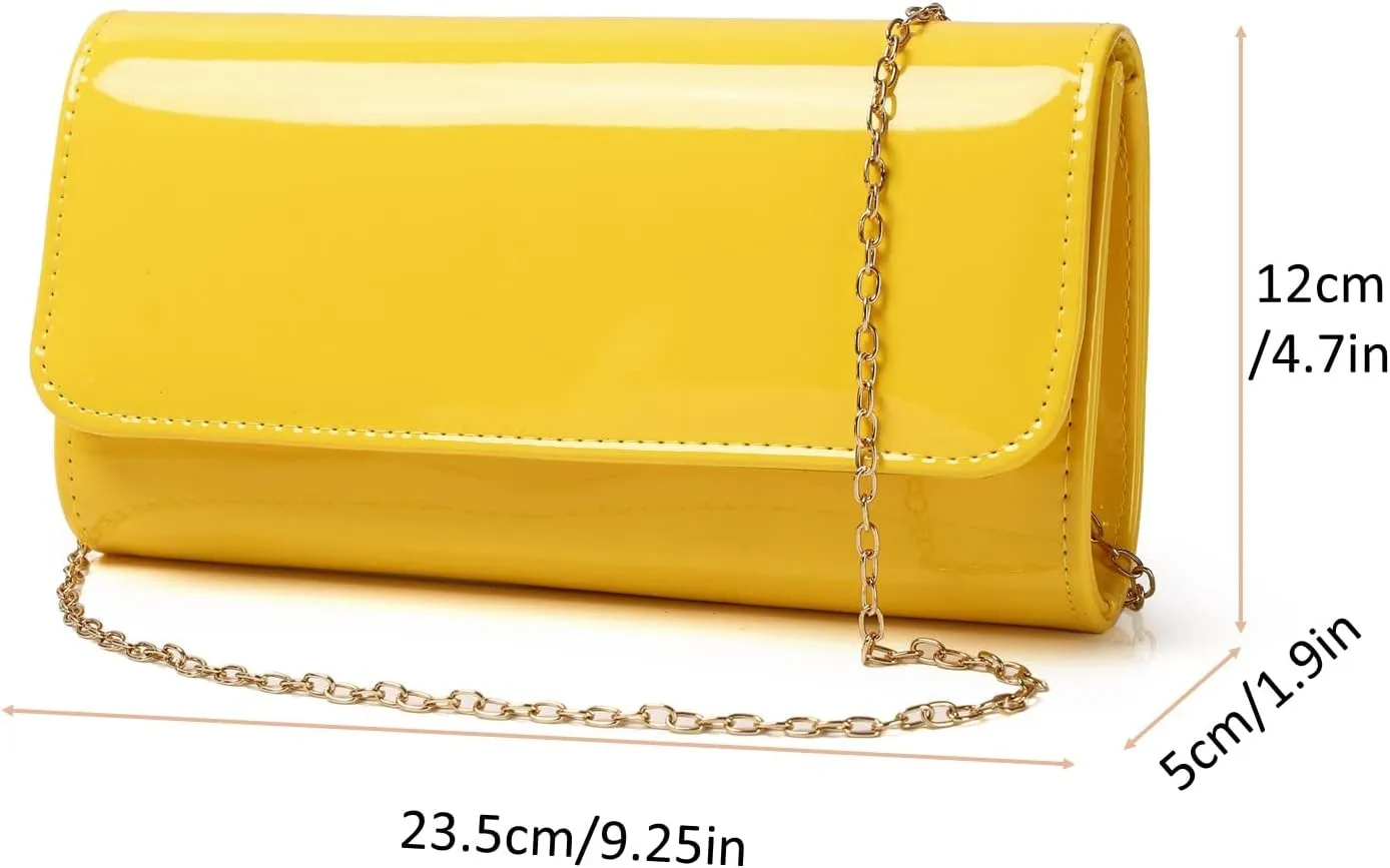 Patent Leather Envelope Clutch Womens Evening Handbag Stylish Shoulder Bag Purse for Christmas Wedding Party Prom