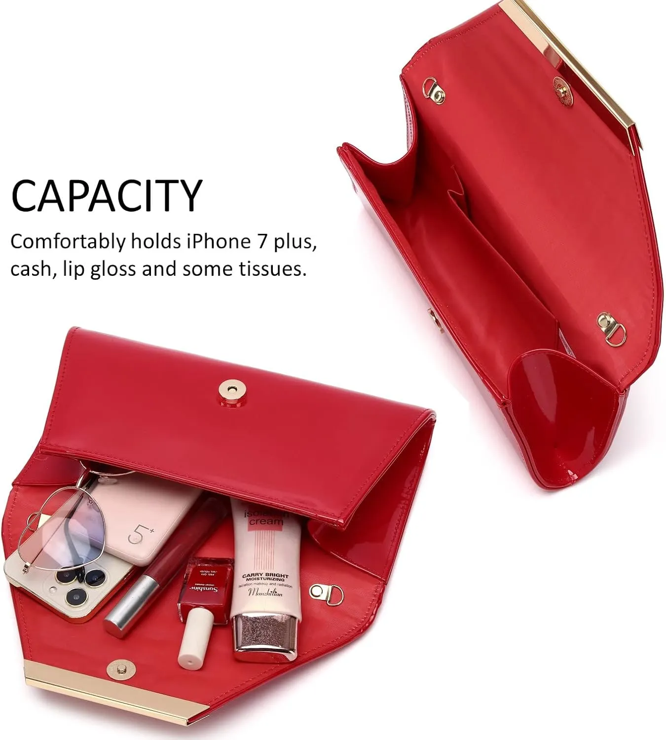 Patent Leather Envelope Clutch Womens Evening Handbag Stylish Shoulder Bag Purse for Christmas Wedding Party Prom