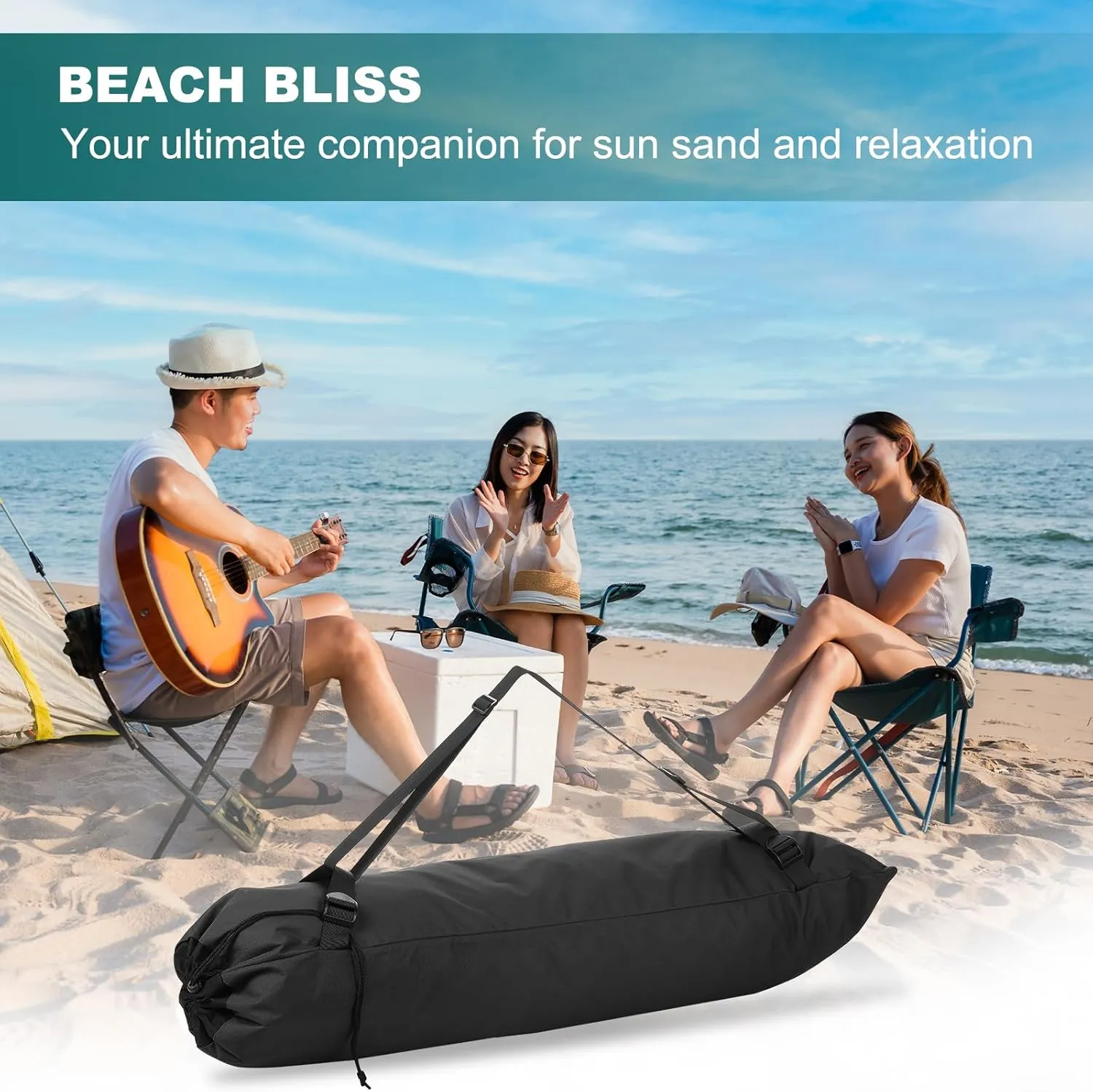 PATIKIL Foldable Camp Chair Replacement Bag, Camping Chairs Folding Chair Carry Bag with Adjustable Shoulder Straps for Outdoor Camping Fishing Storage, Black