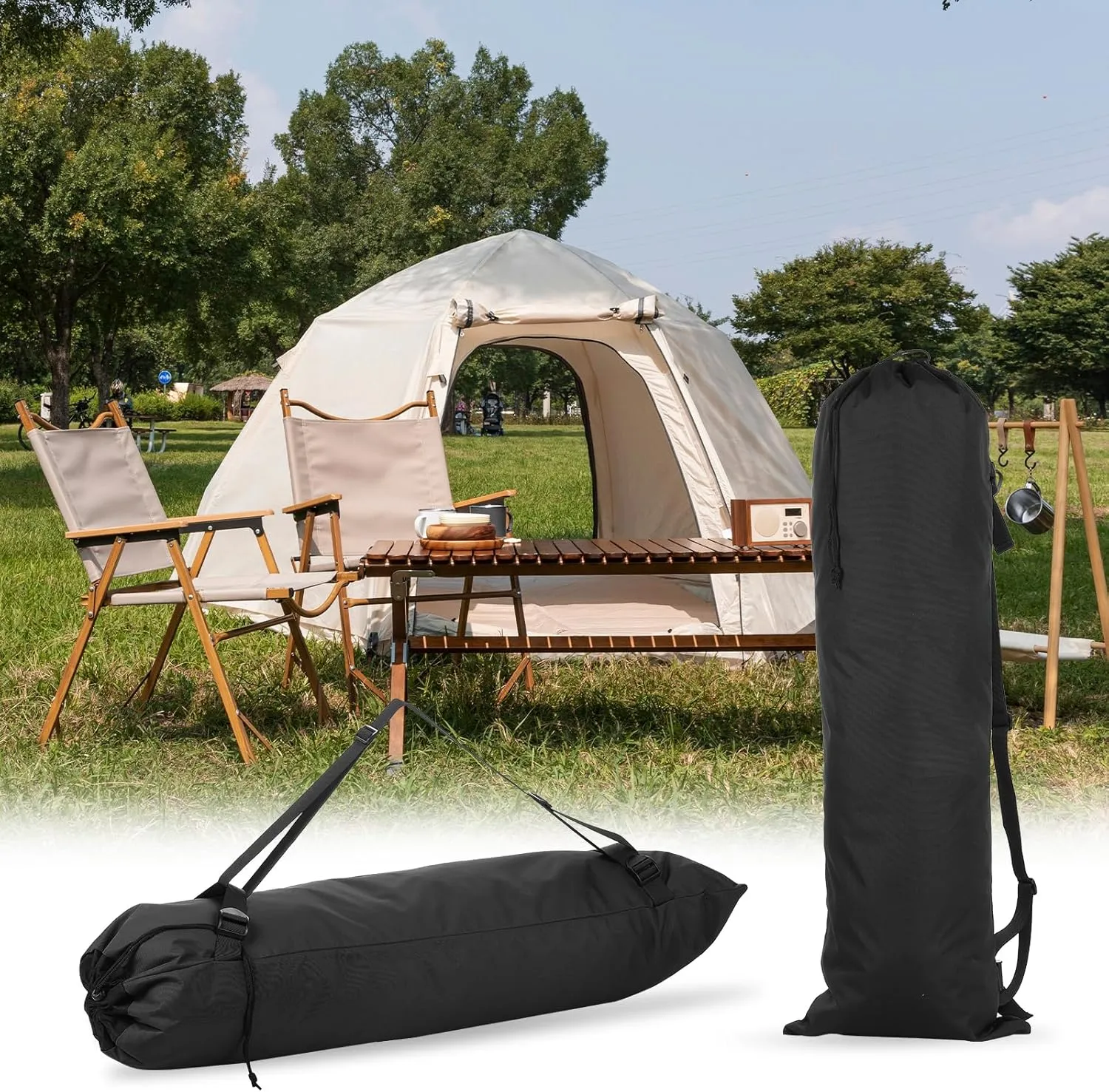 PATIKIL Foldable Camp Chair Replacement Bag, Camping Chairs Folding Chair Carry Bag with Adjustable Shoulder Straps for Outdoor Camping Fishing Storage, Black