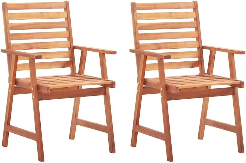 Patio Dining Chairs 2 Pack with Cushions Solid Acacia Wood Outdoor Furniture Set for Garden Terrace Backyard, Weather-Resistant Oil Finish & Slatted Design (Anthracite)