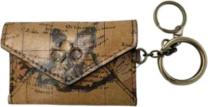 Patricia Nash Isabela Leather Card Holder with Keyring, Envelope Flap, 4" x 3" x 1", Antique Brass Hardware