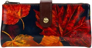 Patricia Nash Meadow Leather Wristlet, 17 Card Slots, Magnetic Snap Closure, 7.75 x 3.75 inches