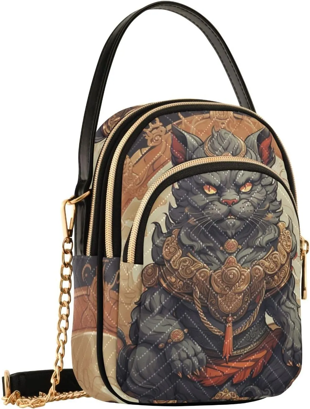 Pattern Oriental Monster Crossbody Shoulder Bags for Women, Compact Fashion Sling Bag with Chain Strap Top handle for Evening Party Dating Travel