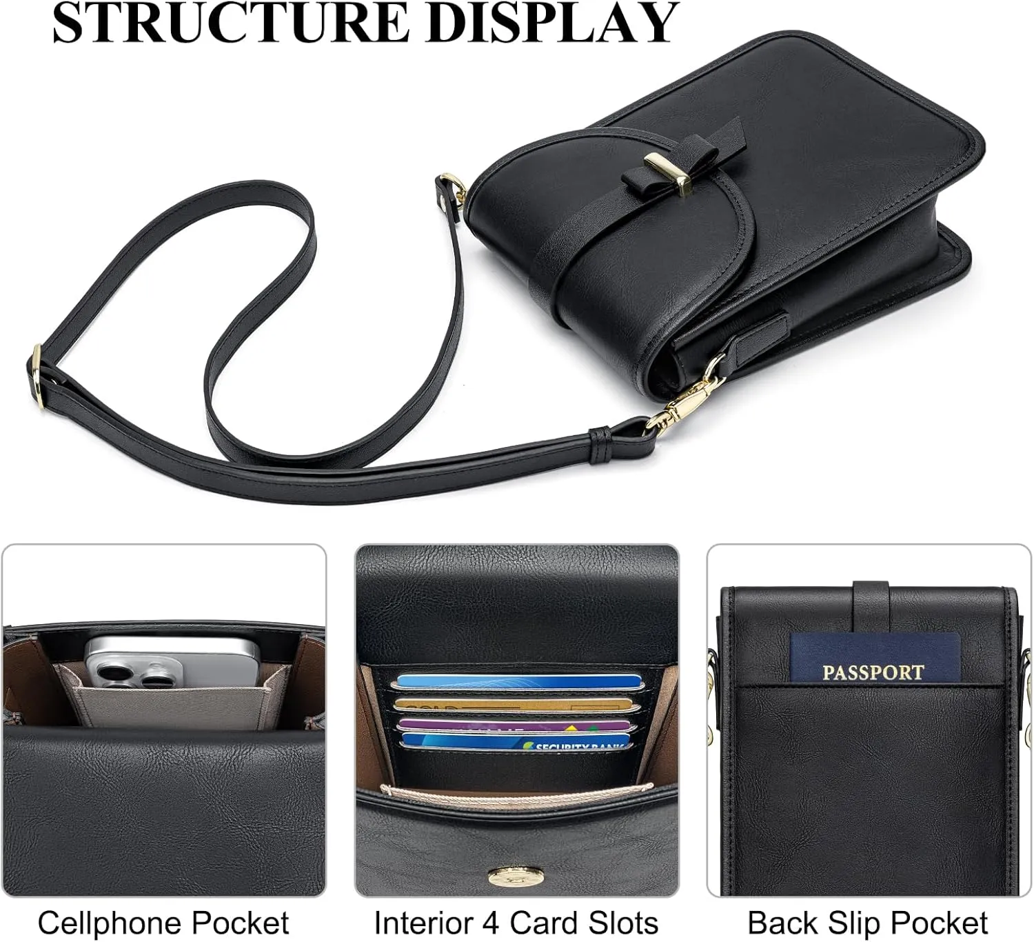 Peacocktion Trendy Small Crossbody Bags for Women, Leather Cell Phone Purse Travel Cross Body Purses with Card Slot