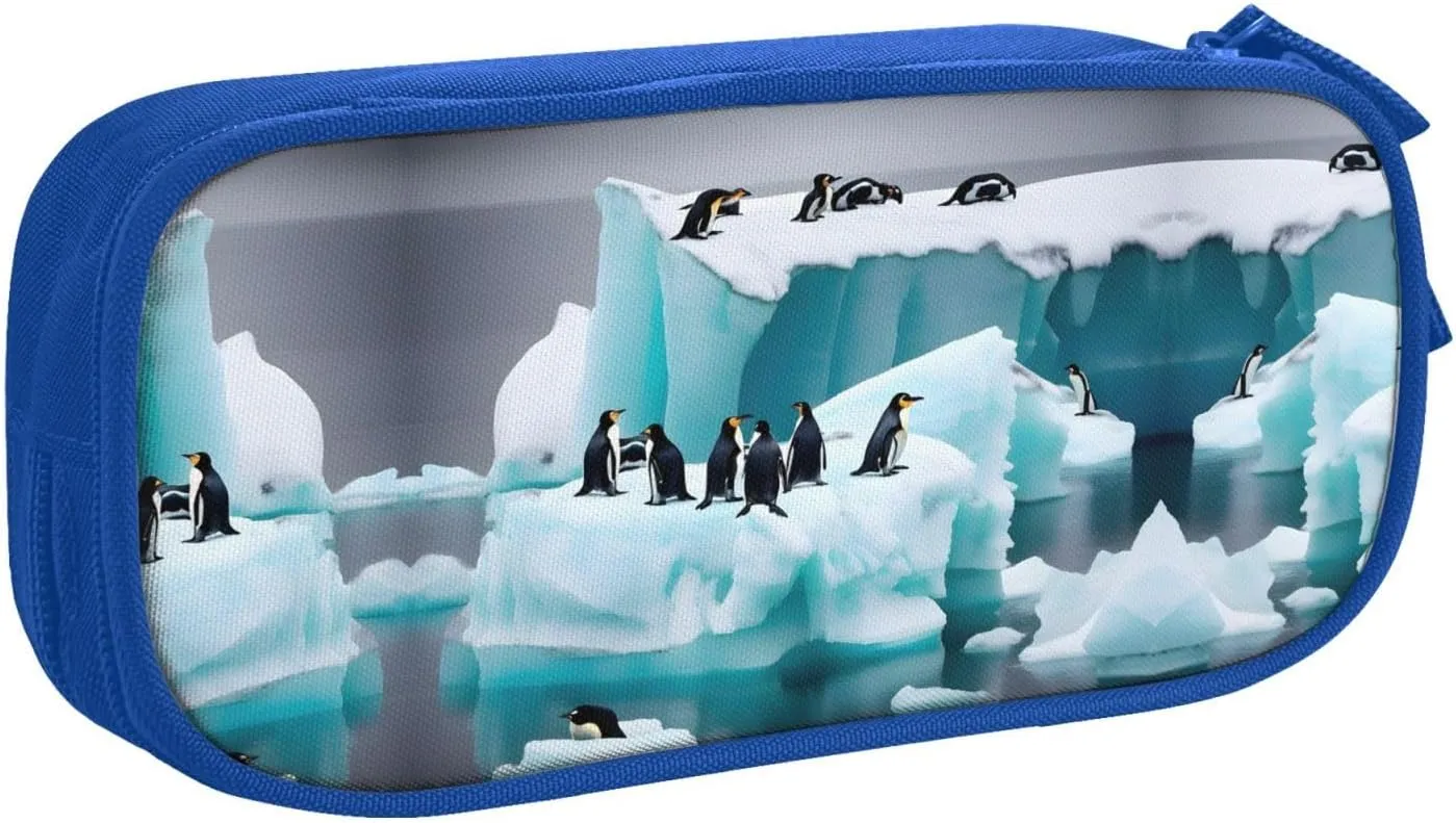 Penguins On The Iceberg Pencil Case Large Capacity Pencil Pouch Pen Bag, Stationery Pouch Pen Case for Office