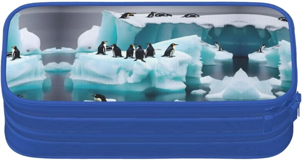 Penguins On The Iceberg Pencil Case Large Capacity Pencil Pouch Pen Bag, Stationery Pouch Pen Case for Office