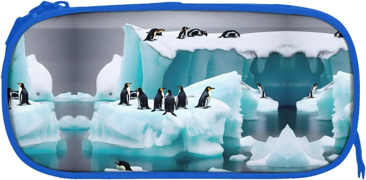 Penguins On The Iceberg Pencil Case Large Capacity Pencil Pouch Pen Bag, Stationery Pouch Pen Case for Office
