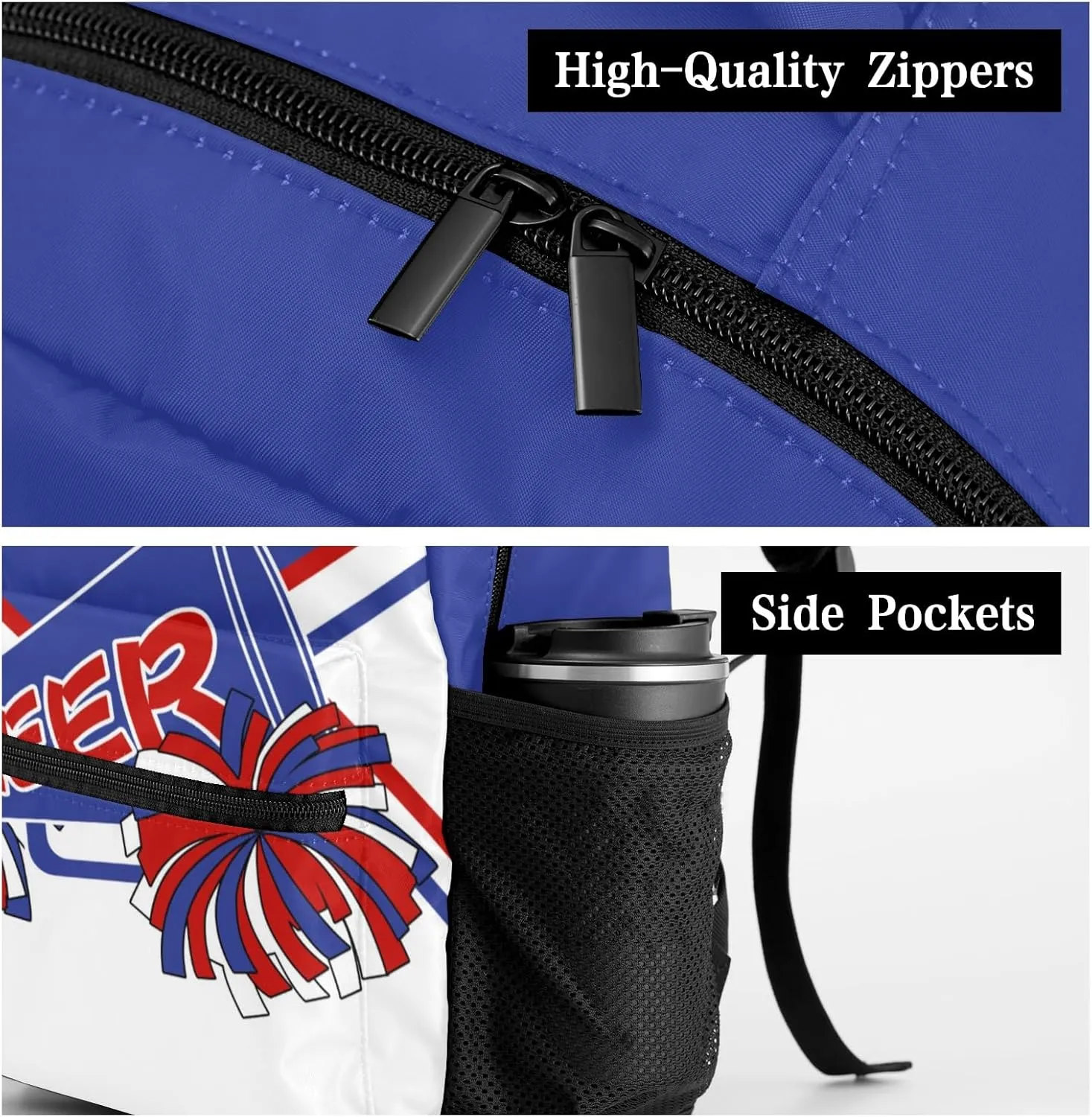 Personalized Custom Cheerleader Blue Red Backpack Lightweight Travel Hiking Causual Bag With Name