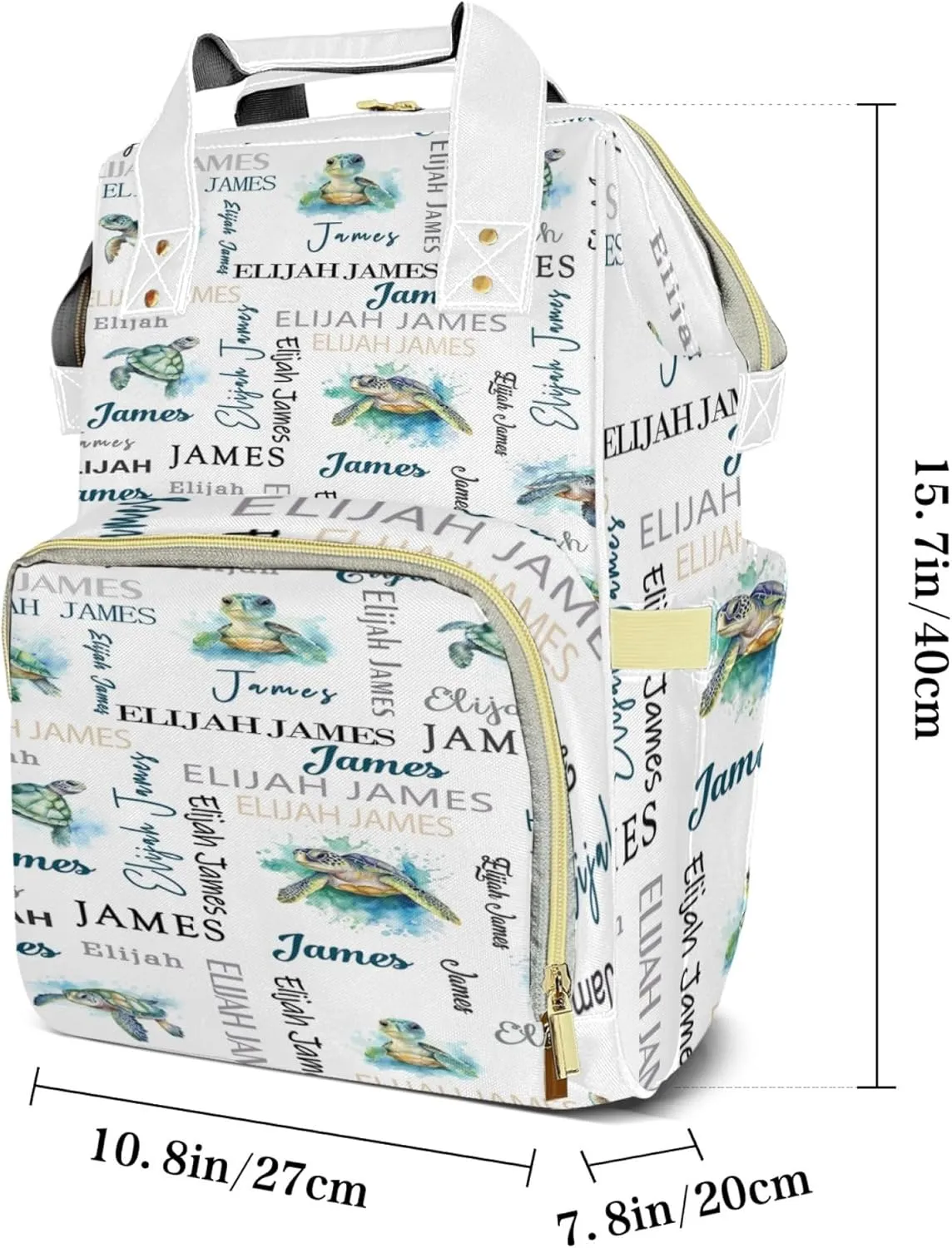 Personalized Diaper Backpack with Name, Custom Sea Turtle Baby Backpack Diaper Bag, Boy Girl Multifunctional Mommy Bag