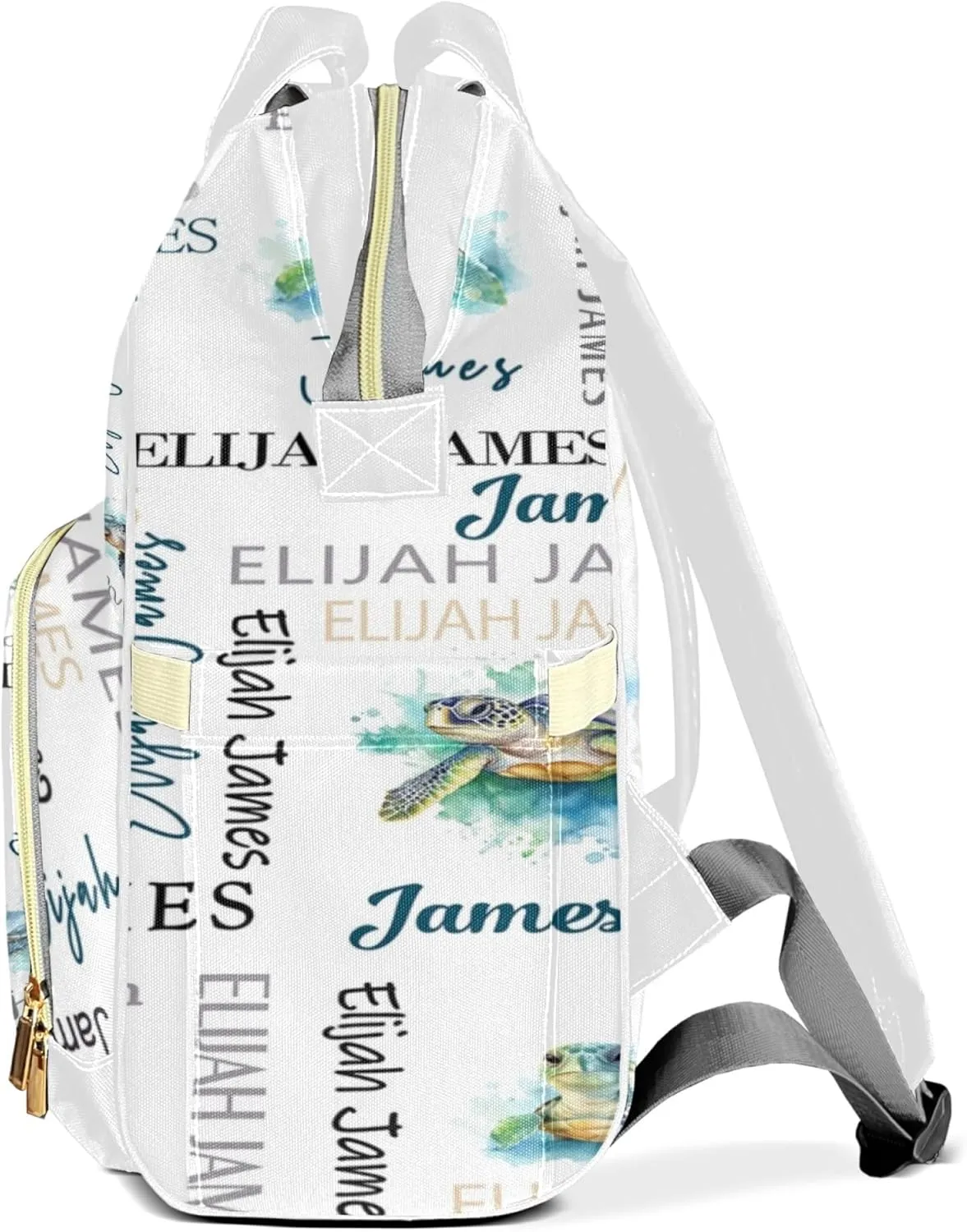 Personalized Diaper Backpack with Name, Custom Sea Turtle Baby Backpack Diaper Bag, Boy Girl Multifunctional Mommy Bag