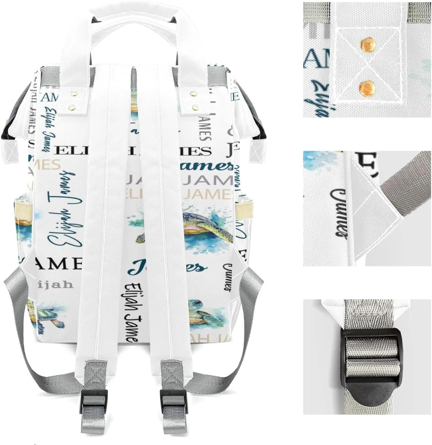 Personalized Diaper Backpack with Name, Custom Sea Turtle Baby Backpack Diaper Bag, Boy Girl Multifunctional Mommy Bag