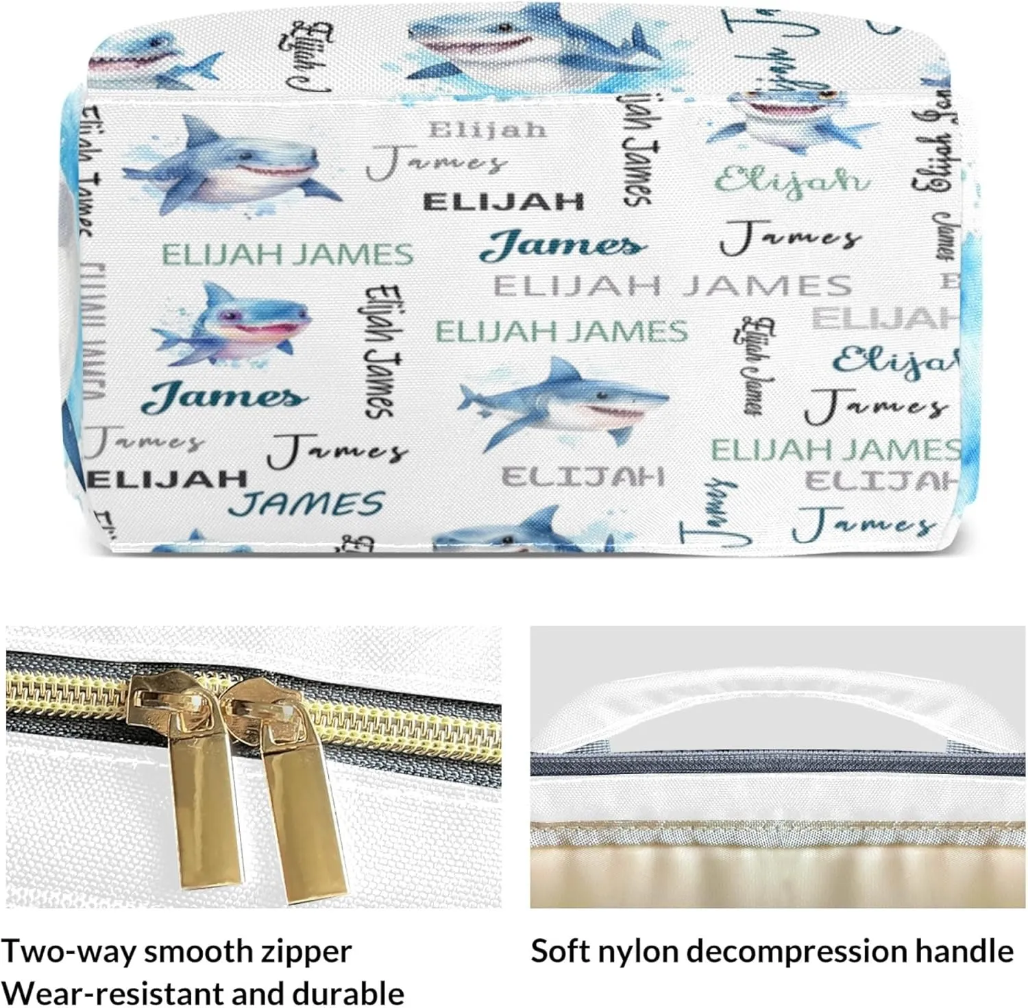 Personalized Diaper Backpack with Name, Custom Shark Baby Backpack Diaper Bag, Boy Girl Multifunctional Mommy Bag
